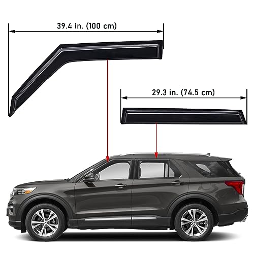 Lightronic WV94332 Outside-Mount Side Window Deflectors & Visors Rain Guards, Dark Smoke, 4-Pieces Set, Fits 2020-2024 Ford Explorer - Image 2