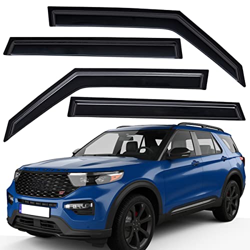 Lightronic WV94332 Outside-Mount Side Window Deflectors & Visors Rain Guards, Dark Smoke, 4-Pieces Set, Fits 2020-2024 Ford Explorer - Image 1