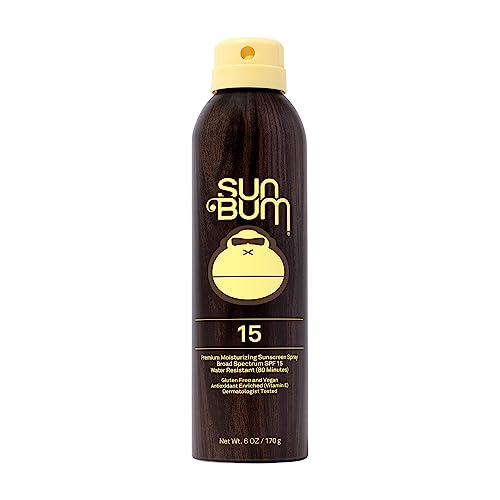 Sun Bum Original SPF 15 Sunscreen Body Spray  Broad Spectrum Moisturizing Sunscreen with Vitamin E  Hawaii 104 Act Compliant Made without Octinoxate  Oxybenzone  6 oz