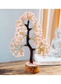 Crocon Rose Quartz Tree - Gemstone Tree - Artificial Tree - Round Pearl Beads - Crystal Tree of Life - Feng Shui Decor - Crystal Gift - Pink Quartz - Home Decoration - Chakra Decor - Gem Tree - Handmade Gift  - Image 3