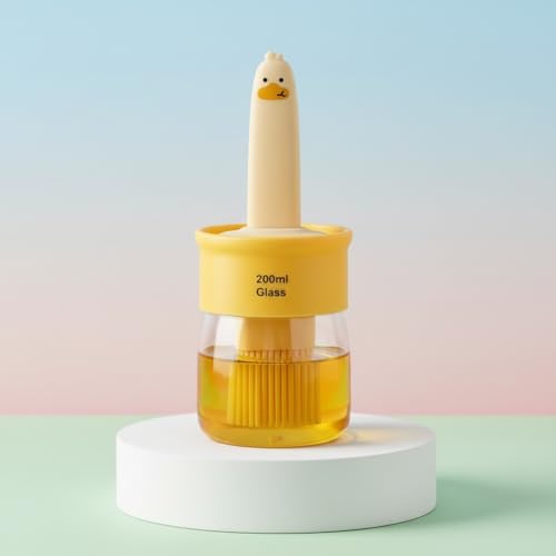 PHLYPONN 200ml Oil Bottle with Silicone Brush Cute Duck Basting Brush with Container – Silicone Cooking Brush for Oil, Butter, BBQ, and Pastry | Easy Grip, BPA-Free - Image 1