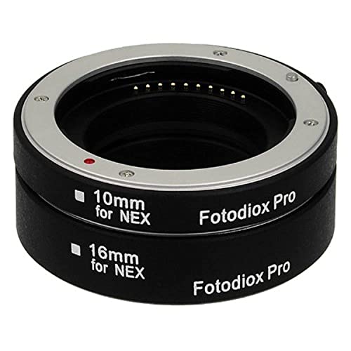 Fotodiox Pro Automatic Macro Extension Tube Kit for Sony E-Mount (NEX) Mirrorless Camera System with Auto Focus (AF) and TTL auto Exposure for Extreme Close-up (10mm, 16mm) - Image 1