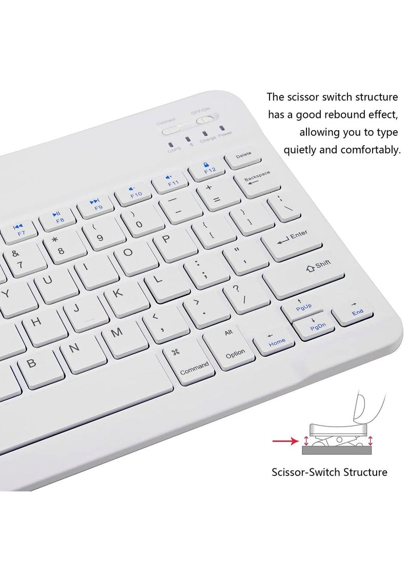 Ultra-Slim Bluetooth Keyboard and Mouse Combo Rechargeable Portable Wireless Keyboard Mouse Set for Apple iPad iPhone iOS 13 and Above Samsung Tablet Phone Smartphone Android Windows (White)  - Image 4