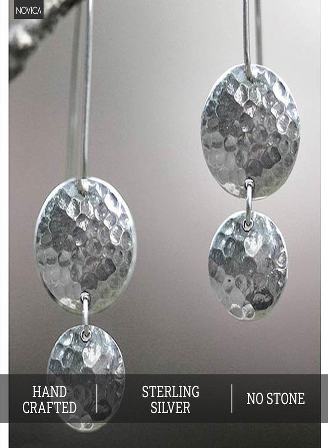 نوفيكا أقراط متدلية من الفضة الإسترلينية مصنوعة يدويًا من نوفيكا، بدون أحجار، صنع في إندونيسيا [طول 1.8 بوصة × عرض 0.5 بوصة]، تحمل اسم "الدروع السحرية". - Image 5