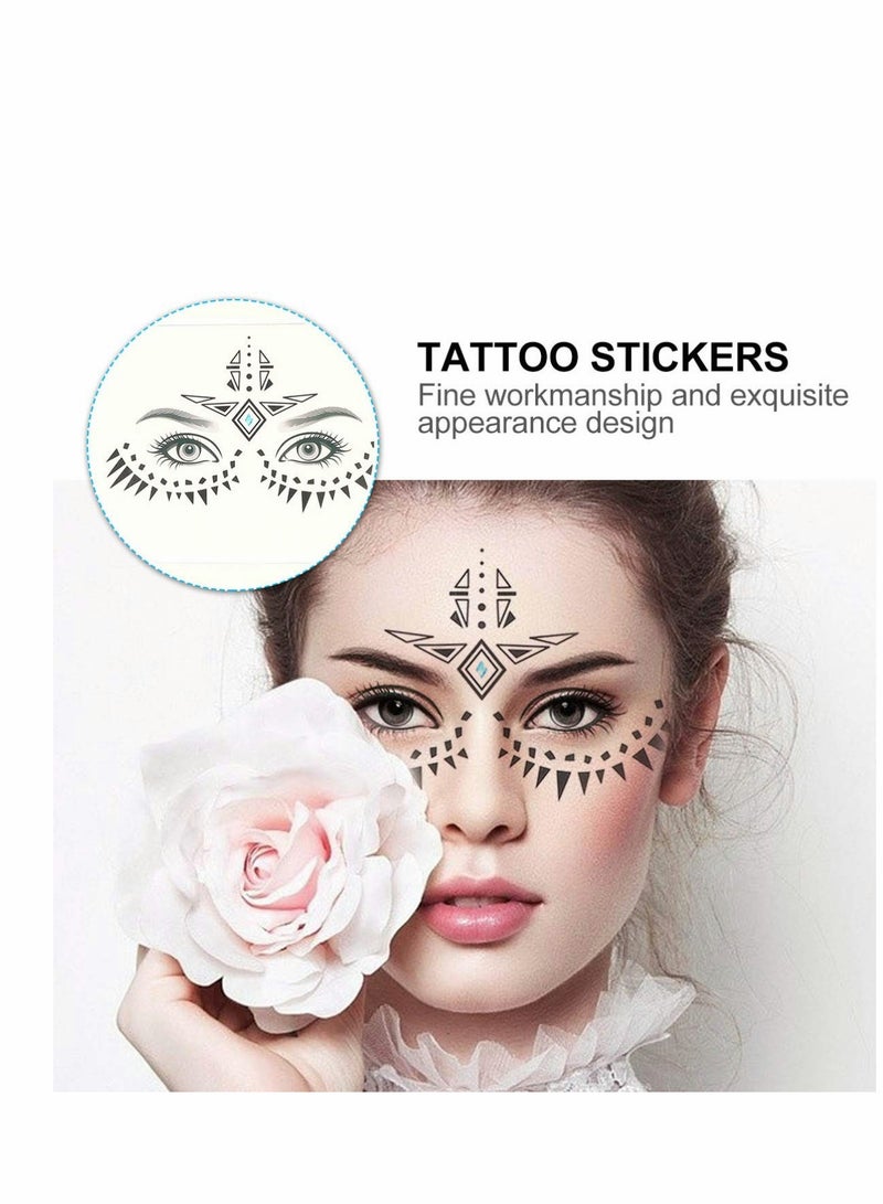 Excefore 8 Pack Face Temporary Tattoo Waterproof Makeup Stickers on Eye Forehead Body for Stage Masquerade Party - Image 4