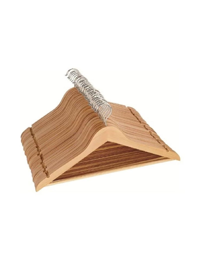 A set of 10-piece hangers with wooden handles, beige, 40 cm - Image 1