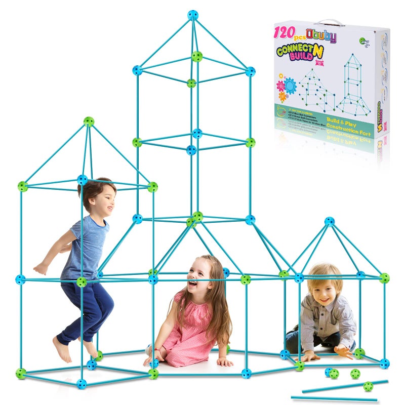 Obuby Kids Fort Building Kit 120 Pieces Construction STEM Toys for 5 6 7 8 9 10 11 12 Years Old Boys and Girls Ultimate Forts Builder Gift Build DIY Educational Learning Toy for Indoor & Outdoor - Image 1