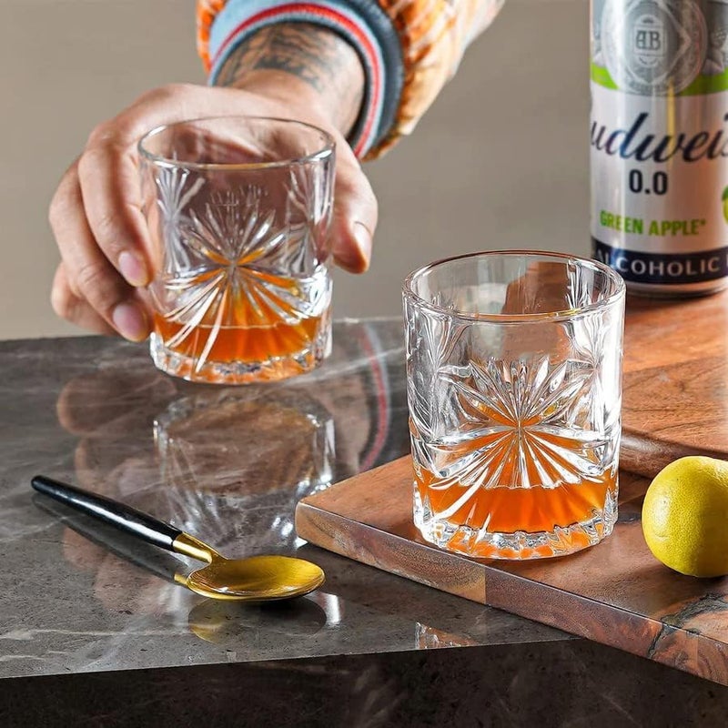 SKDBPM Crystal Highball Whiskey Glass Set of 6220 ML Clear Rocks Barware Diamond for Scotch and Drinks for Wine Whiskey Beer Party Glass - Image 2