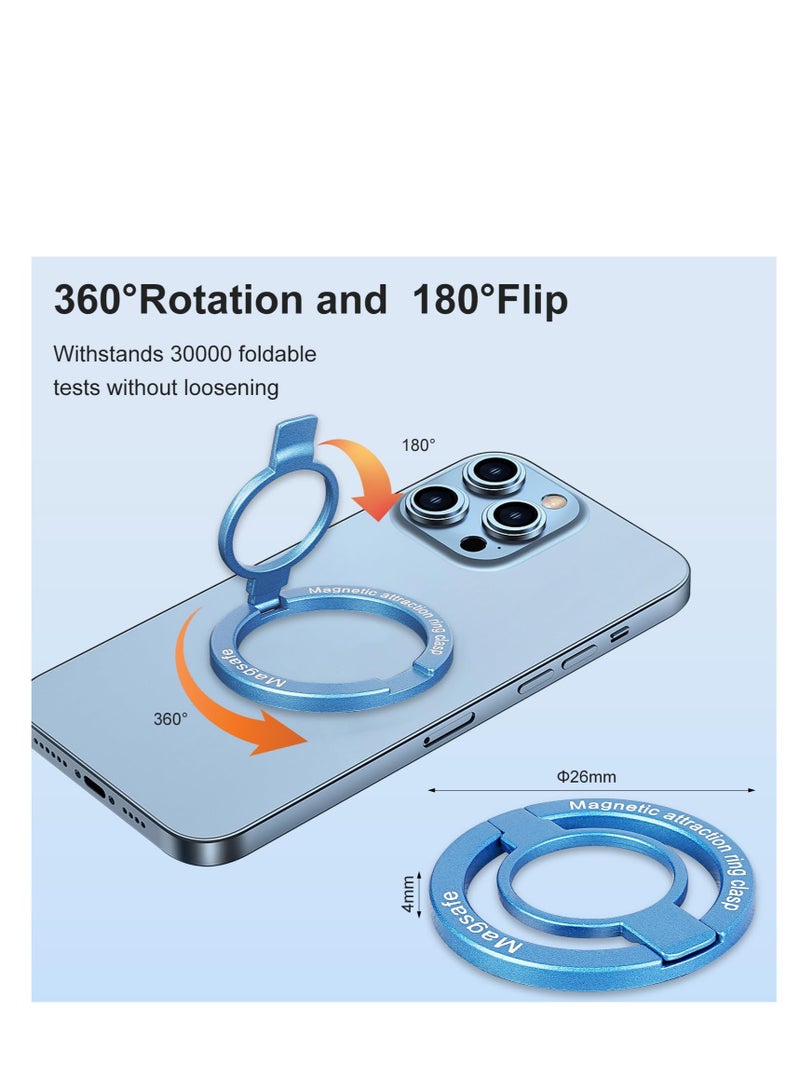 Excefore Magnetic Phone Ring Holder, Adjustable Zinc Alloy Phone Ring Holder, for Magsafe Phone Ring Stand Holder, Compatible with iPhone Series and Phones with Magnetic Suction Case (Blue) - Image 4