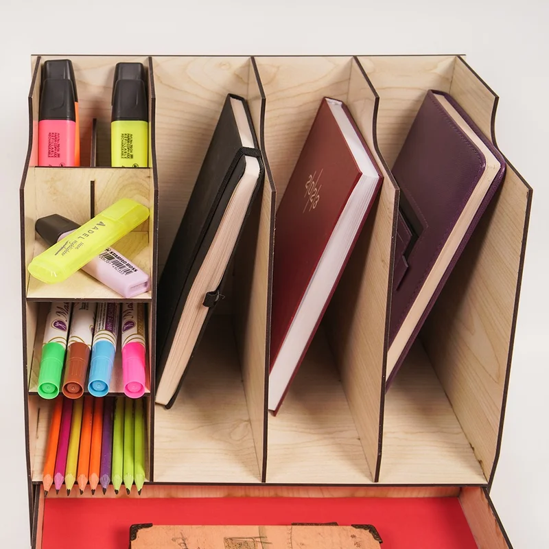 نوتبا 8 Compartment Desktop Organizer with Drawers Document Shelf File Organizer Akça-Org1