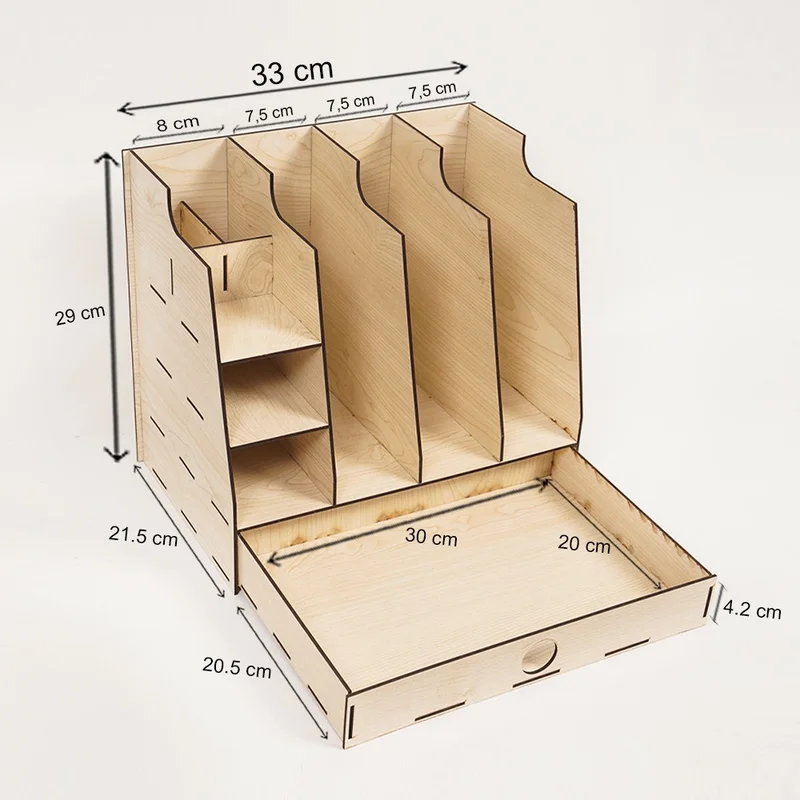 نوتبا 8 Compartment Desktop Organizer with Drawers Document Shelf File Organizer Akça-Org1