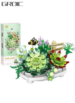GROIC 389 PCS Plant Flower Building Block, Bonsai Model Creative DIY Simulation Succulent Artificial Flowers Brick Toys for Home Decoration, Kids Party Supplies, Birthday Favors  - Image 1