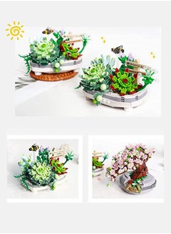 GROIC 389 PCS Plant Flower Building Block, Bonsai Model Creative DIY Simulation Succulent Artificial Flowers Brick Toys for Home Decoration, Kids Party Supplies, Birthday Favors  - Image 4