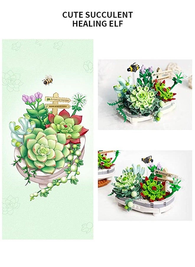 GROIC 389 PCS Plant Flower Building Block, Bonsai Model Creative DIY Simulation Succulent Artificial Flowers Brick Toys for Home Decoration, Kids Party Supplies, Birthday Favors  - Image 3
