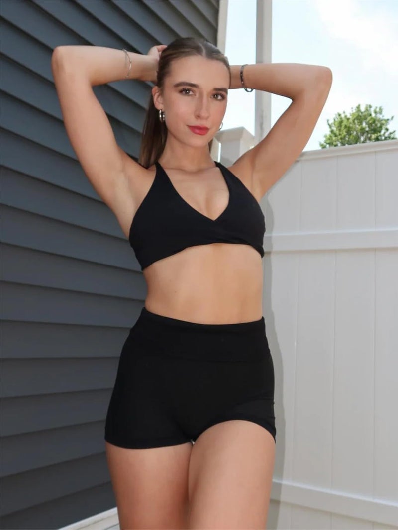 GirlFriend Women's High Waist Workout Shorts - Stretchable, Breathable Activewear for Gym and Sports - Image 4