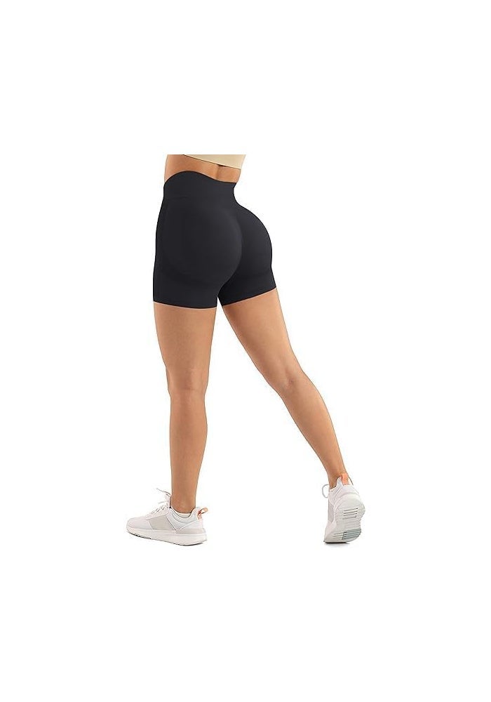 GirlFriend Women's High Waist Workout Shorts - Stretchable, Breathable Activewear for Gym and Sports - Image 2