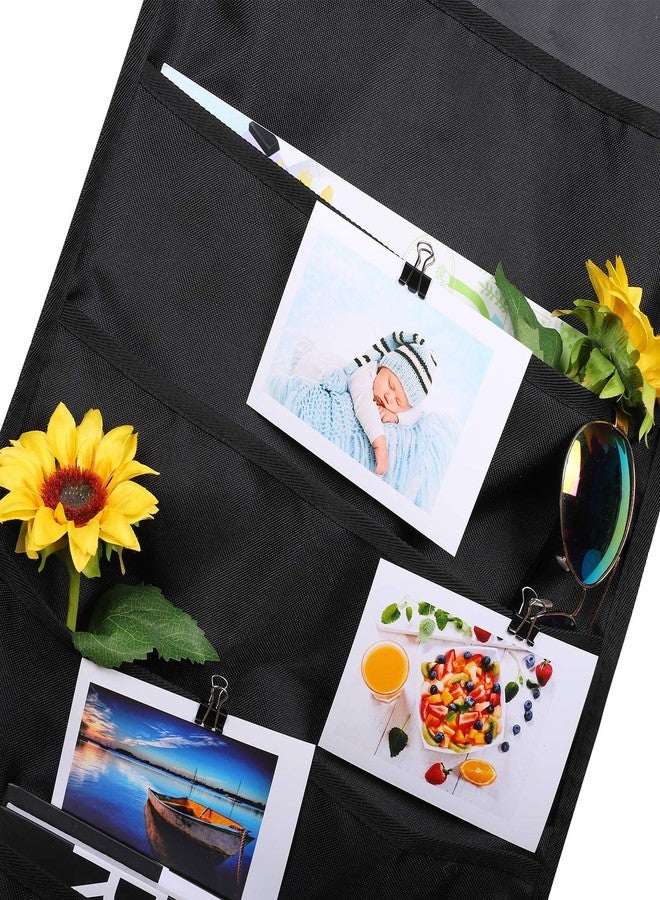 Sinzip 2 Pack Heavy Duty 5 Pocket Door Hanging File Organizer, Black Wall Storage Pocket Charts with 2 Hangers, Great for Classroom, School, Home or Office Use (5 Pocket-2Pack) - Image 2
