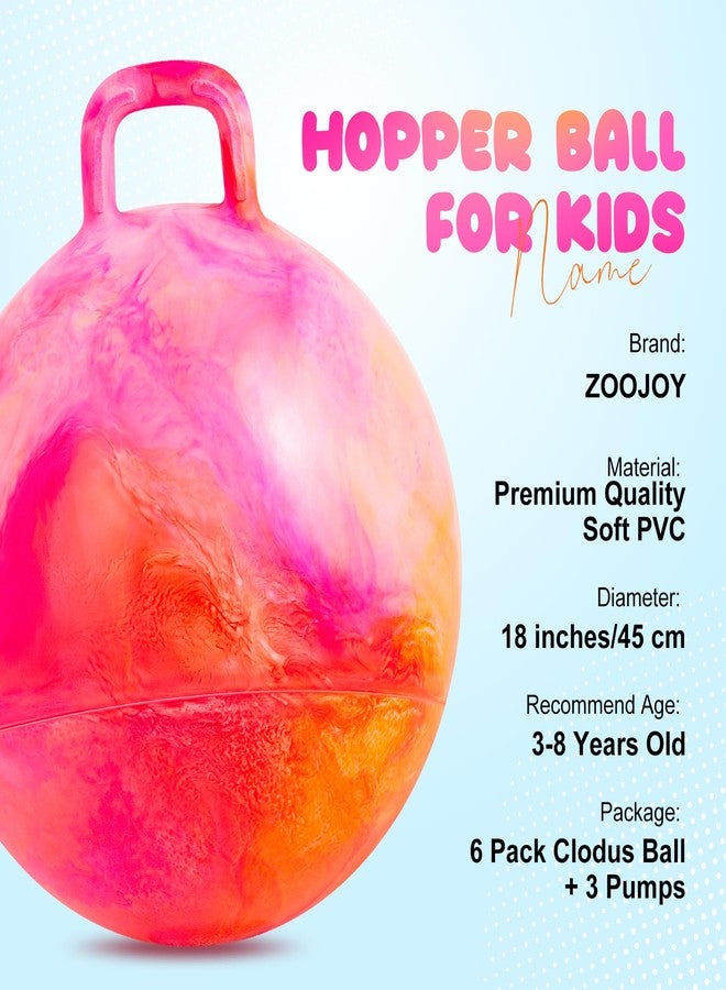 ZOOJOY 6pcs Hopper Balls for Kids 3-8, 18in Clouds Bouncy Ball with Handle, Sit on Hopping Toys for Sport/School/Team Indoor Outdoor Play Toys, Easter Basket Stuffers Gifts for Girls Boys 3 4 5 6 7 8 - Image 2