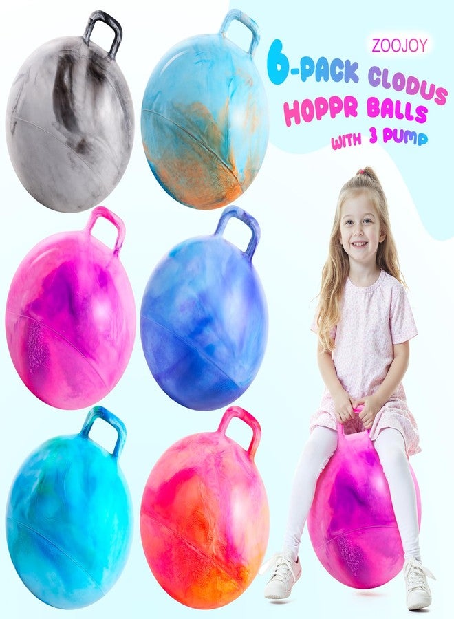 ZOOJOY 6pcs Hopper Balls for Kids 3-8, 18in Clouds Bouncy Ball with Handle, Sit on Hopping Toys for Sport/School/Team Indoor Outdoor Play Toys, Easter Basket Stuffers Gifts for Girls Boys 3 4 5 6 7 8 - Image 4