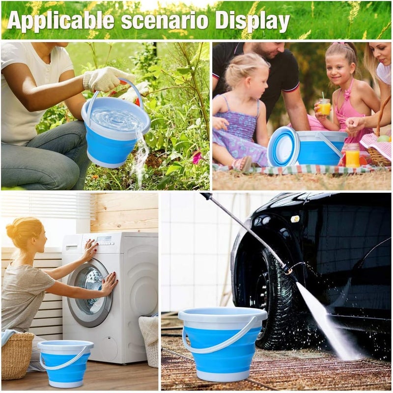 FOSCADIT Foscadit Collapsible Plastic Bucket Silicone Flexible Outdoor Folding Bucket Water Bucket Container with Sturdy Handle for Hiking Backpacking Camping Multicolor 10L - Image 5