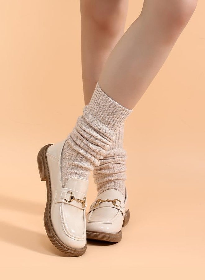 Premillow 3 Pairs Slouch Socks Women, Long Winter Thigh High Boot Scrunch Socks, Warm Soft Slouchy Sock for Women Size 5-11, Black,beige,grey, One size - Image 2