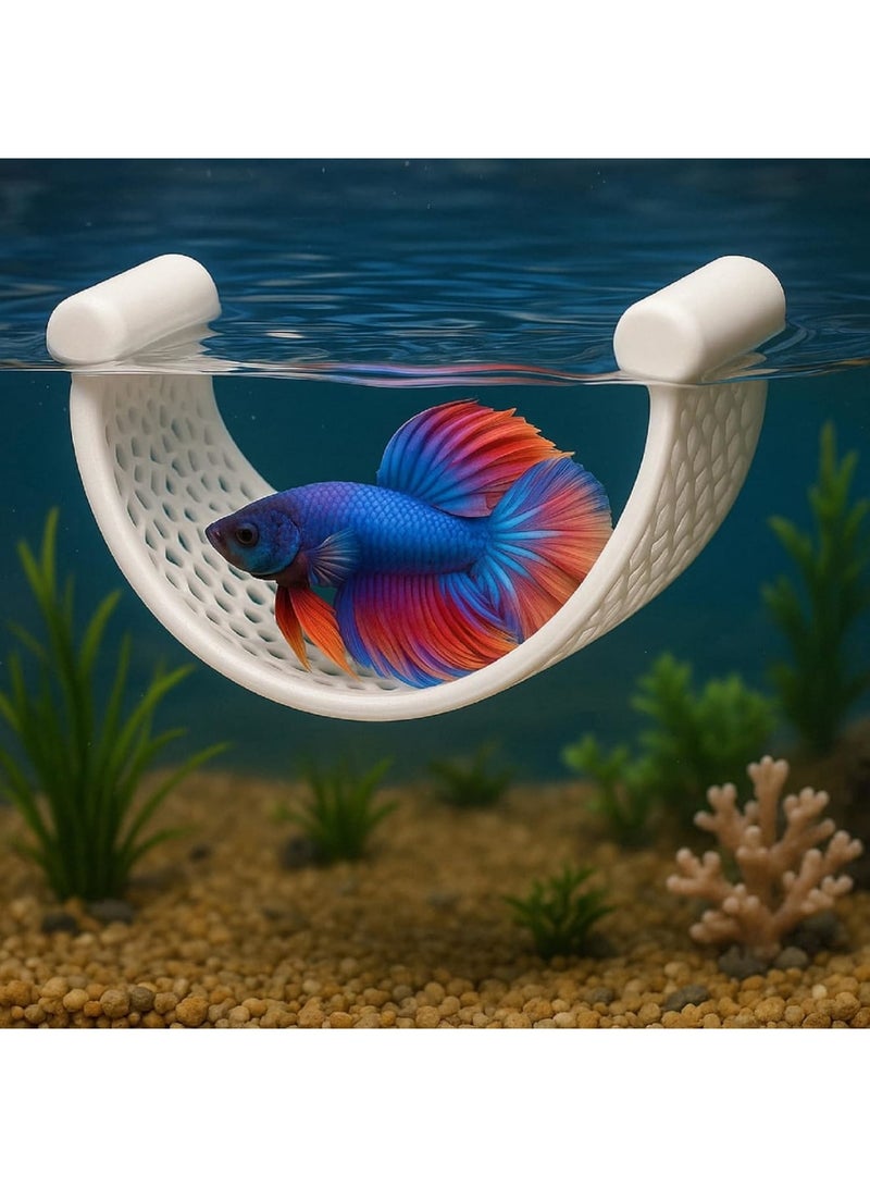 SYOSI أرجوحة سمكة البيتا، منصة استراحة عائمة للأكواريوم، حافة بسيطة لأسماك الشريمب والبيتا، ديكور خزان تدفق منخفض سهل التنظيف، سرير عائم لأسماك صغيرة، أبيض - Image 1