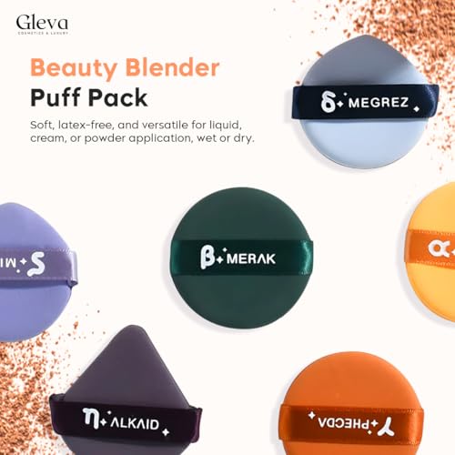 Gleva 4pcs Puff Soft Face Makeup Sponge, Loose powder Foundation Blending Sponges Set, Makeup Blender, Dual-Sided Design Contouring, Wet and Dry Tool, Reusable and Washable, (Round and Triangle) - Image 2