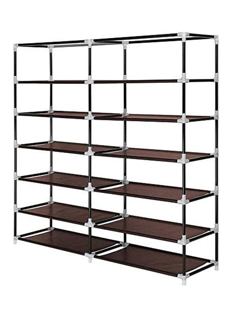 BLOOMING TIME 6 Tiers 12 Lattices Two Door Shoe Rack Shelf Storage Closet Organizer Cabinet Brown 116x30x118cm - Image 3