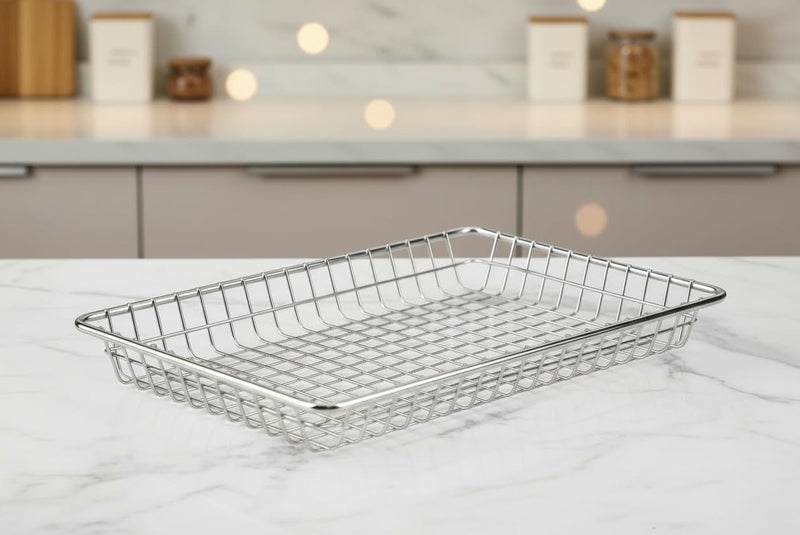 Dunekart Metal Wire Kitchen Drawer Divider - Cabinet Organizer Basket for Cutlery Utensils and Gadgets - Rustproof Storage Tray Pack of 1 Silver - Image 1