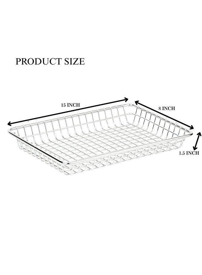 Dunekart Metal Wire Kitchen Drawer Divider - Cabinet Organizer Basket for Cutlery Utensils and Gadgets - Rustproof Storage Tray Pack of 1 Silver - Image 3