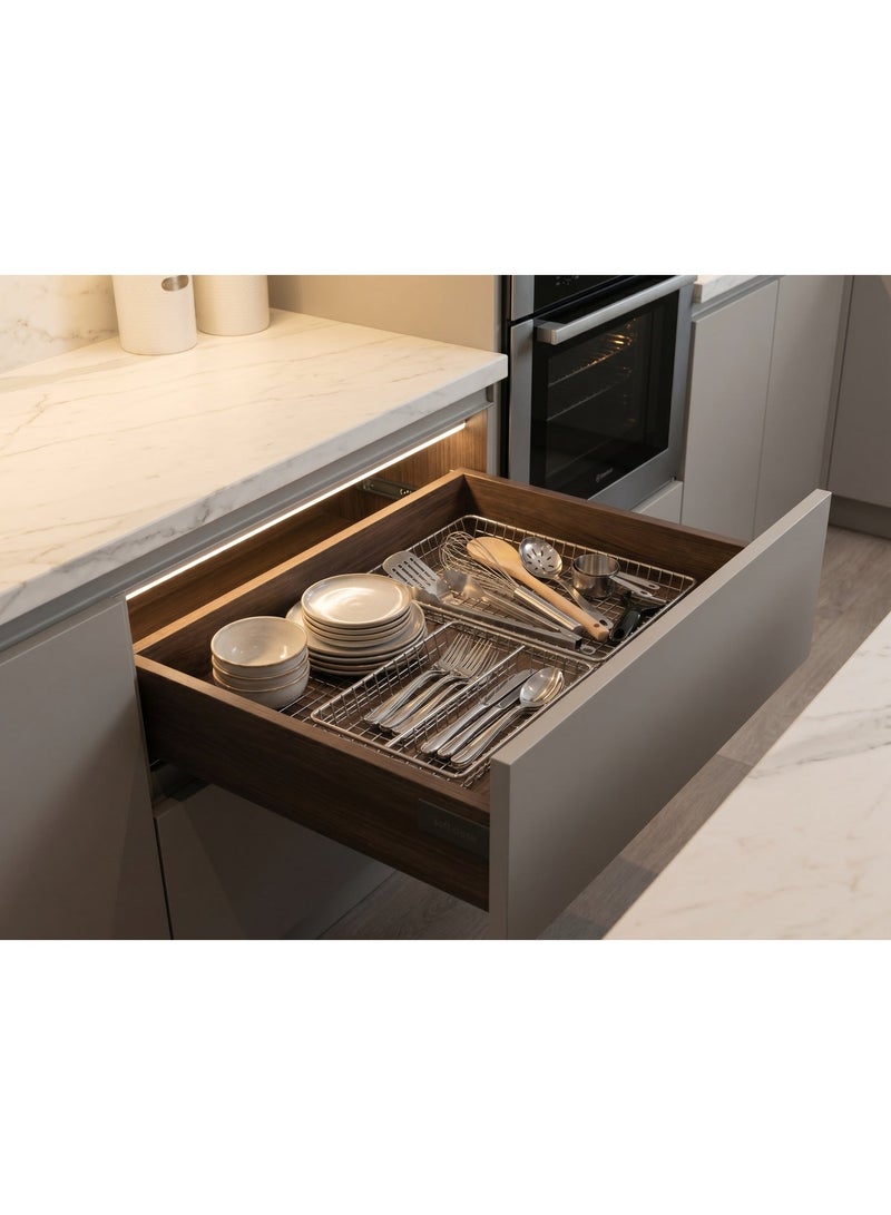Dunekart Metal Wire Kitchen Drawer Divider - Cabinet Organizer Basket for Cutlery Utensils and Gadgets - Rustproof Storage Tray Pack of 1 Silver - Image 4