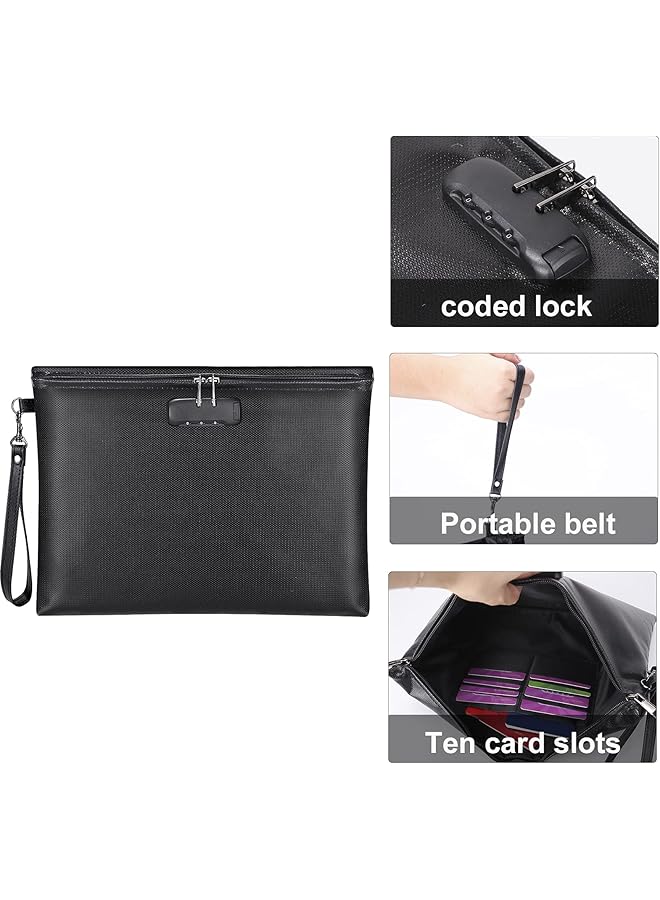 erorex Fireproof Document Bag With Lock 14.3X10.2 Fireproof And Waterproof Money Bag With Zipper Closure Storage Pouch For A4 Letter Size Document Cash Cell Phone Tablet Credit Card Passport  - Image 3