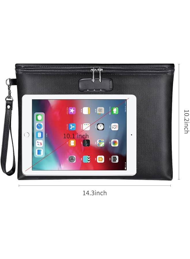 erorex Fireproof Document Bag With Lock 14.3X10.2 Fireproof And Waterproof Money Bag With Zipper Closure Storage Pouch For A4 Letter Size Document Cash Cell Phone Tablet Credit Card Passport  - Image 5