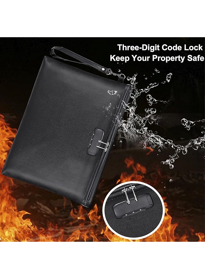 erorex Fireproof Document Bag With Lock 14.3X10.2 Fireproof And Waterproof Money Bag With Zipper Closure Storage Pouch For A4 Letter Size Document Cash Cell Phone Tablet Credit Card Passport  - Image 2