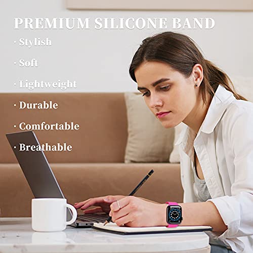 Gleiven Upgrade Bands Compatible with Apple Watch Band 42mm 44mm 45mm for Women Men-Soft Silicone Replacement Sport Watch Strap for iWatch SE Series 7 6 5 4 3 2 1-Wristband - Image 2