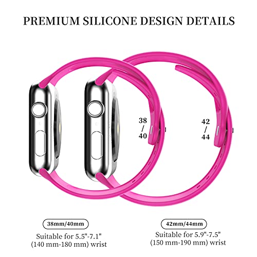 Gleiven Upgrade Bands Compatible with Apple Watch Band 42mm 44mm 45mm for Women Men-Soft Silicone Replacement Sport Watch Strap for iWatch SE Series 7 6 5 4 3 2 1-Wristband - Image 5