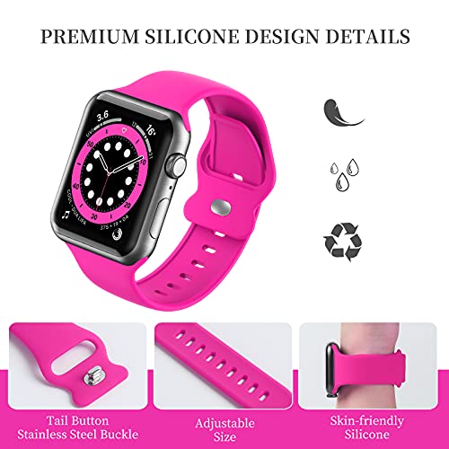 Gleiven Upgrade Bands Compatible with Apple Watch Band 42mm 44mm 45mm for Women Men-Soft Silicone Replacement Sport Watch Strap for iWatch SE Series 7 6 5 4 3 2 1-Wristband - Image 3