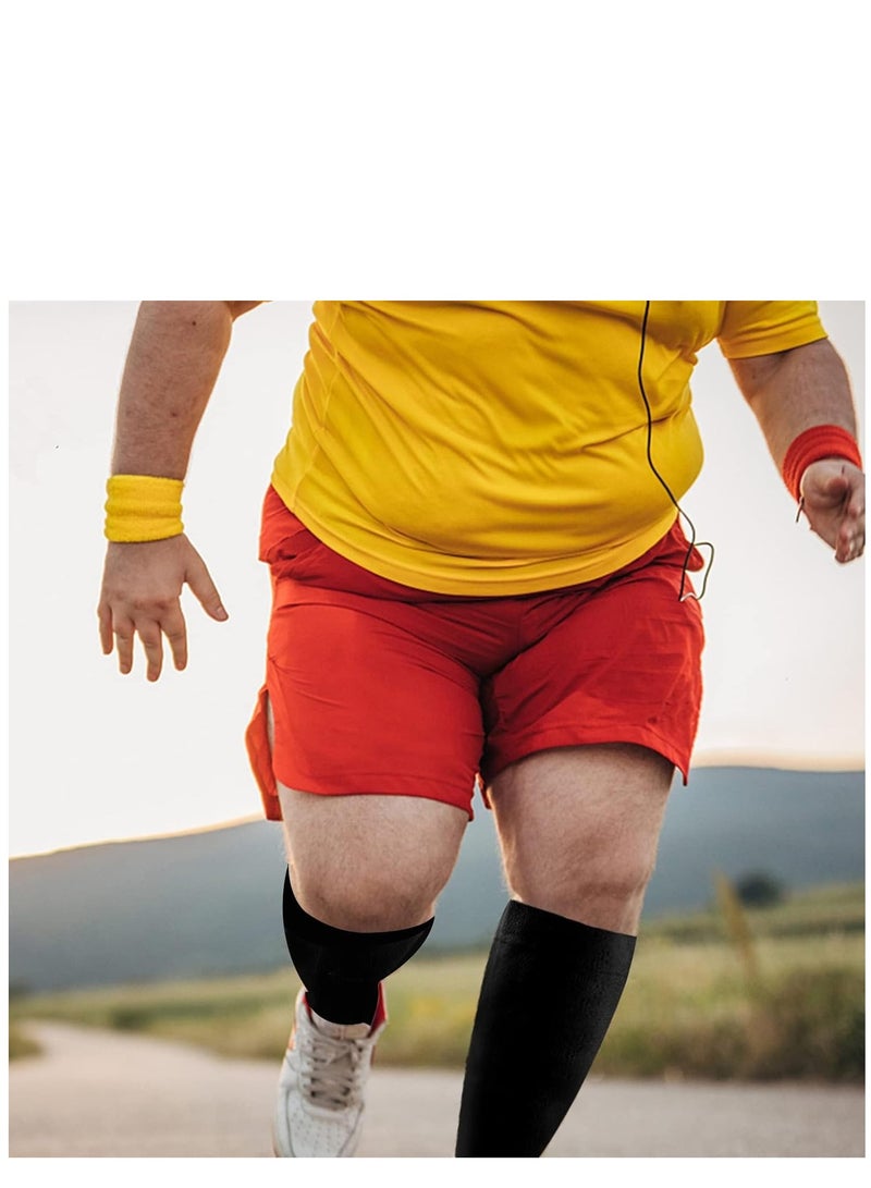 Excefore Wide Calf Compression Socks for Women Men, 2 Pairs Plus Size Extra Large Size Support Socks Stockings Reduces Swelling & Pain for Nurses Running Pregnant Travel Flight 20-25 mmHg（XL）  - Image 3