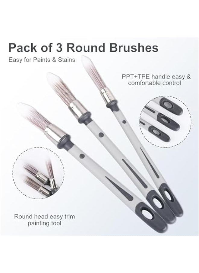 MOXO 3 t Brushes for Walls, 0.450.60.7 inch Small t Brush Wall Trim ting Tools Ideal for Baseboards House Wall Corners t Edger Brush and Touch Up ting  - Image 3