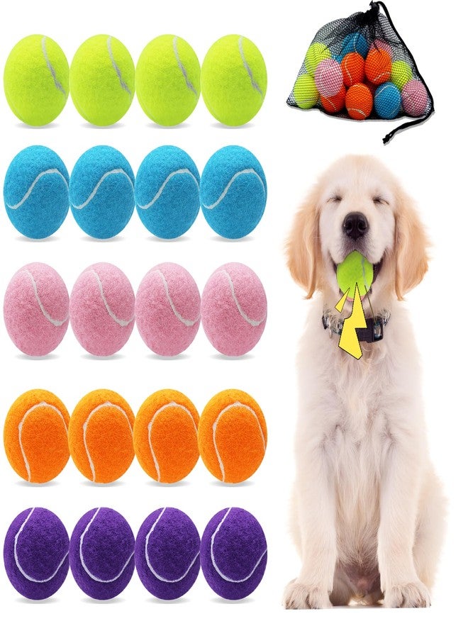 Magicorange مجموعة ماجيك أورانج المكونة من 20 كرة تنس صغيرة، كرة تنس تصدر صوتاً بحجم 2 بوصة للكلاب، كرات كلاب ملونة سهلة الإمساك تصدر صوتاً مع حقيبة شبكية لسهولة النقل (متعددة الألوان) - Image 1
