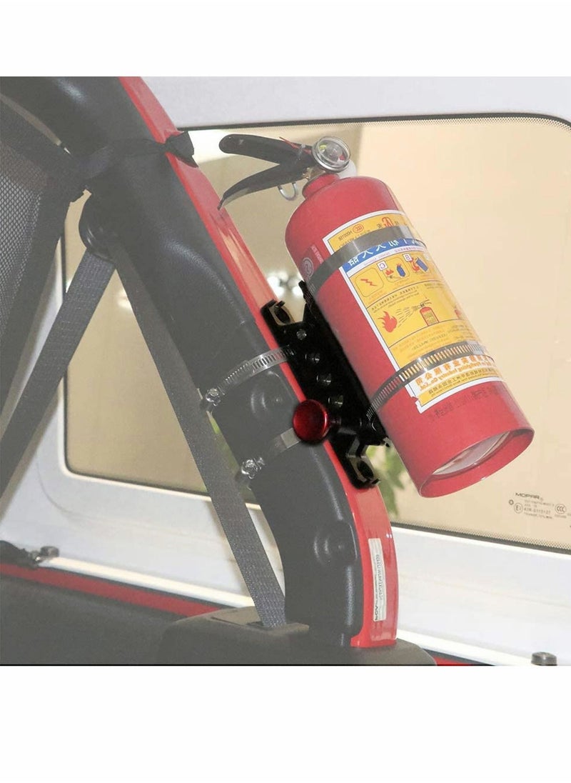 Y&D - Vehicle Adjustable Quick Release Roll Bar Fire Extinguisher Mount Holder Brackets for Jeep TJ JK JKU JL UTV Polaris RZR Ranger Camper Van Aluminium - Image 1