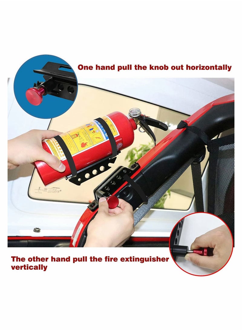 Y&D - Vehicle Adjustable Quick Release Roll Bar Fire Extinguisher Mount Holder Brackets for Jeep TJ JK JKU JL UTV Polaris RZR Ranger Camper Van Aluminium - Image 1