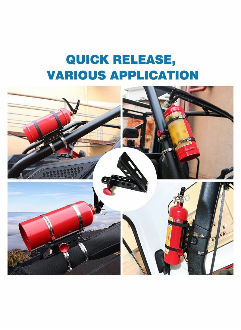 Y&D - Vehicle Adjustable Quick Release Roll Bar Fire Extinguisher Mount Holder Brackets for Jeep TJ JK JKU JL UTV Polaris RZR Ranger Camper Van Aluminium - Image 1