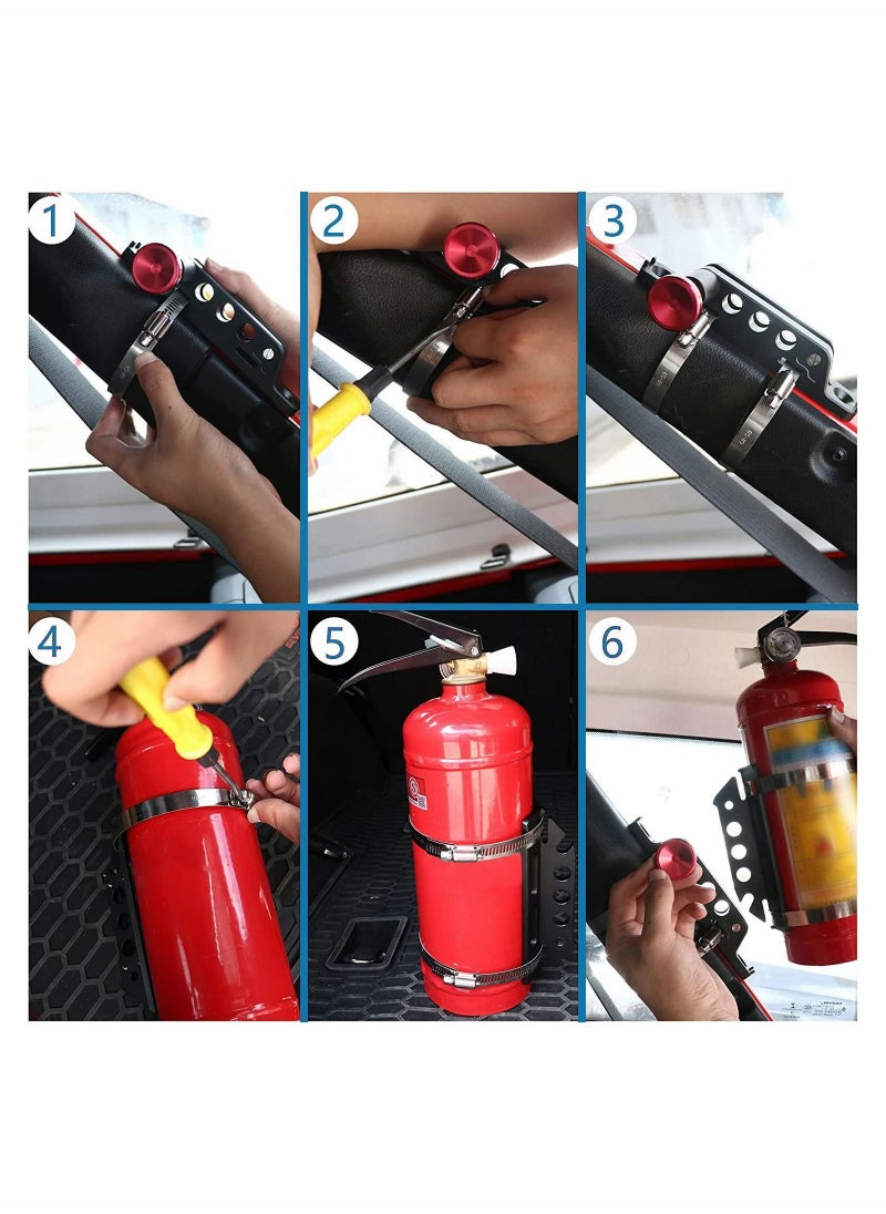 Y&D - Vehicle Adjustable Quick Release Roll Bar Fire Extinguisher Mount Holder Brackets for Jeep TJ JK JKU JL UTV Polaris RZR Ranger Camper Van Aluminium - Image 1