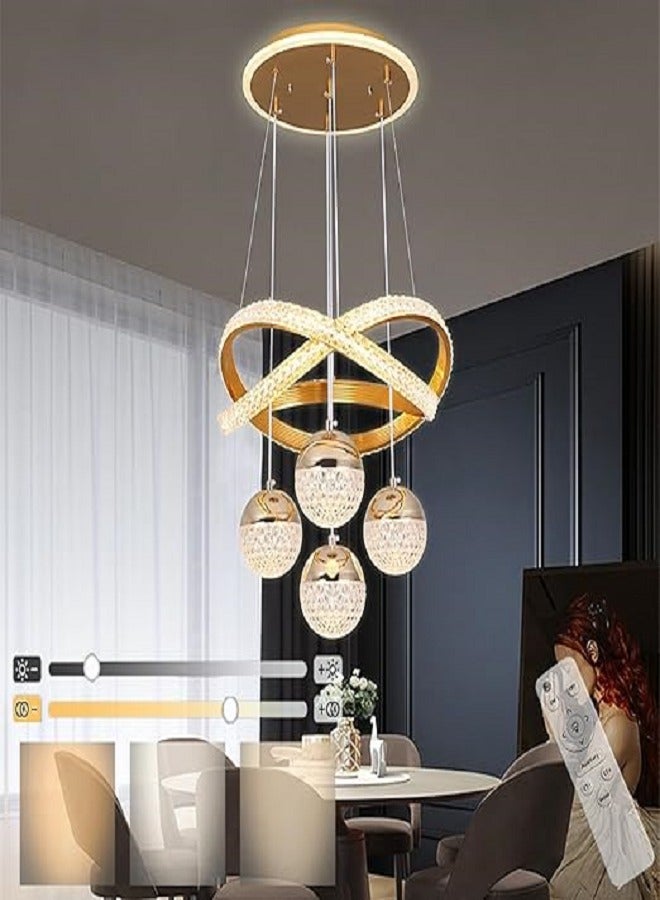 Modern Simple LED Three-color Dimmable Restaurant Chandelier Bedroom Living Room Corridor Hanging Ceiling Light Metal Lamp Body with Three Colors Available Luminous Top Plate Chandelier Regular Switch Control Three-color Dimming  - Image 1