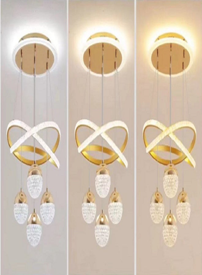 Modern Simple LED Three-color Dimmable Restaurant Chandelier Bedroom Living Room Corridor Hanging Ceiling Light Metal Lamp Body with Three Colors Available Luminous Top Plate Chandelier Regular Switch Control Three-color Dimming  - Image 3