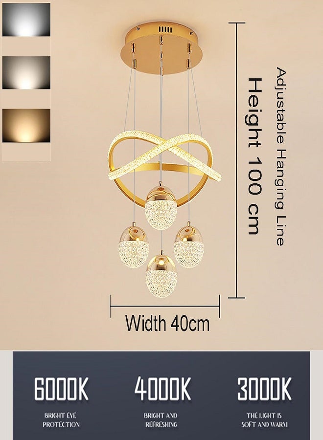 Modern Simple LED Three-color Dimmable Restaurant Chandelier Bedroom Living Room Corridor Hanging Ceiling Light Metal Lamp Body with Three Colors Available Luminous Top Plate Chandelier Regular Switch Control Three-color Dimming  - Image 2