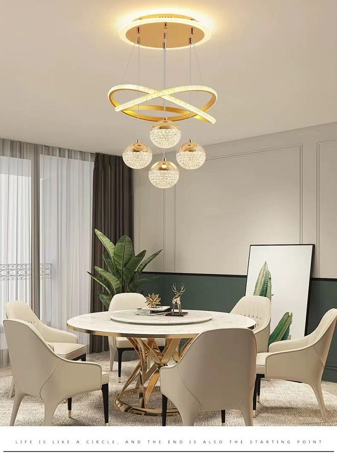 Modern Simple LED Three-color Dimmable Restaurant Chandelier Bedroom Living Room Corridor Hanging Ceiling Light Metal Lamp Body with Three Colors Available Luminous Top Plate Chandelier Regular Switch Control Three-color Dimming  - Image 4