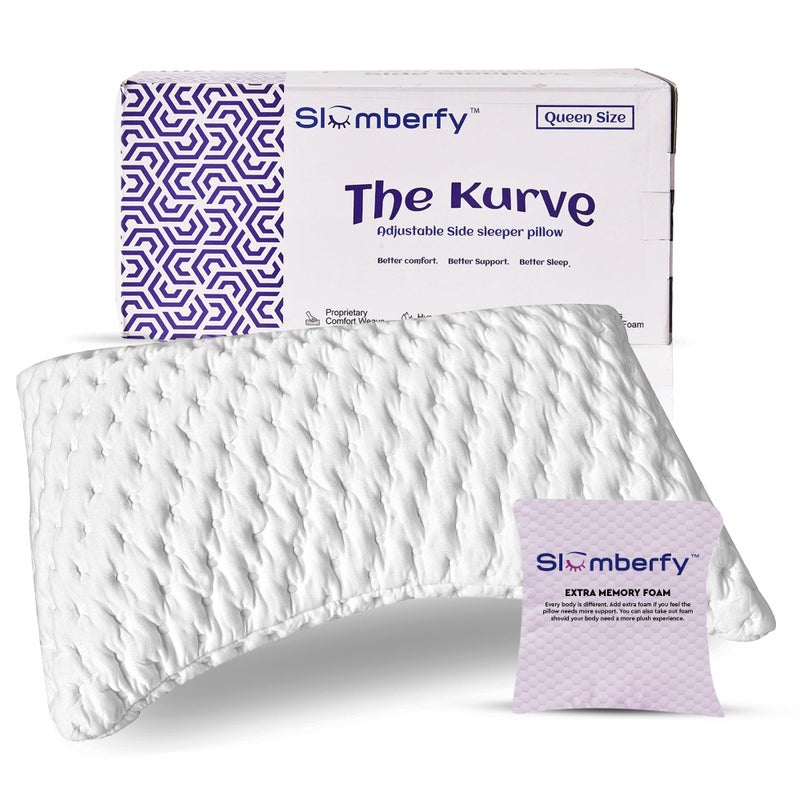 Slumberfy Side Sleeper Pillow Queen Size -Neck and Shoulder Pain Relief â€“ Adjustable Shredded Memory Foam - Cervical Shoulder Pillow for Back Sleepers - Ergonomic Orthopedic 19x29 inches - Image 1