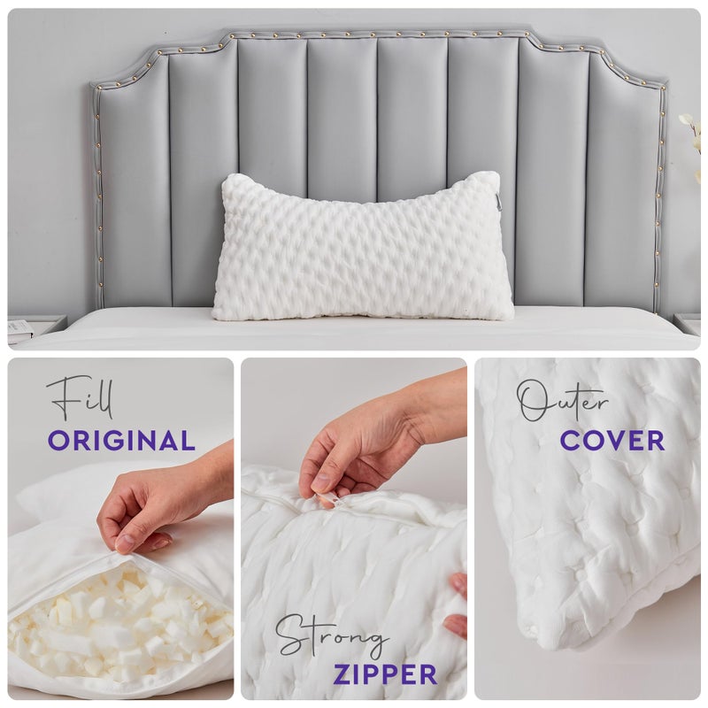 Slumberfy Side Sleeper Pillow Queen Size -Neck and Shoulder Pain Relief â€“ Adjustable Shredded Memory Foam - Cervical Shoulder Pillow for Back Sleepers - Ergonomic Orthopedic 19x29 inches - Image 2